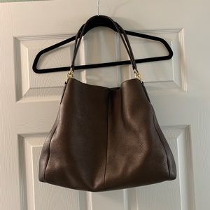 Coach brown leather hobo bag
